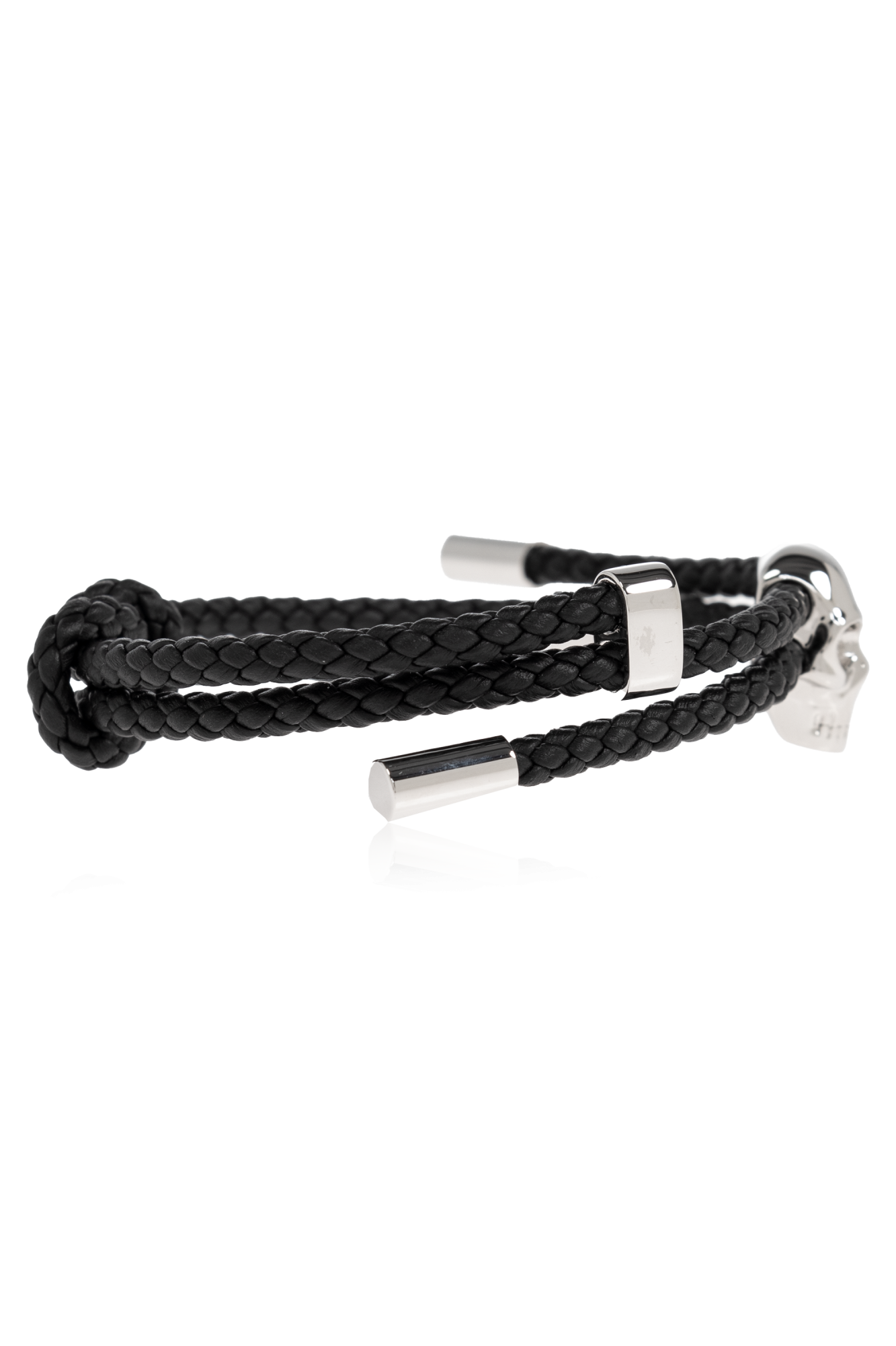 【Alexander McQueen】SKL LEATHER BRACELET◆8366881ALCA Alexander Mcqueen Leather Skull Bracelet - Black
